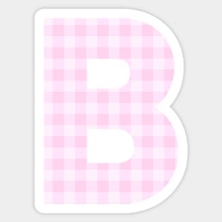 Pink Letter B in Plaid Pattern Background. Sticker